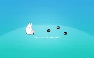 A White Rabbit With Black Eyes And A Blue Background Wallpaper