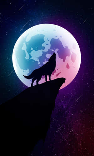 A Wolf Howls At The Full Moon Wallpaper