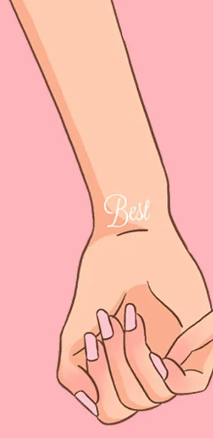 A Woman Holding A Hand With The Word Best On It Wallpaper
