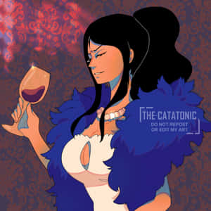A Woman Holding A Wine Glass And A Cat Wallpaper