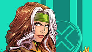 A Woman With Long Hair And Green Eyes Is Holding A Green - Colored Weapon Wallpaper