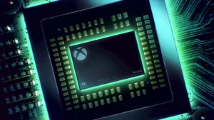 A Xbox One Cpu With A Green Light On It Wallpaper