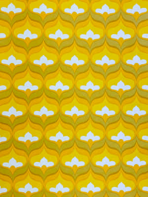 A Yellow And White Pattern With A White Background Wallpaper