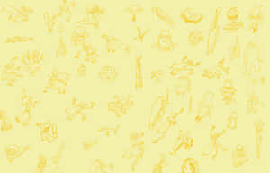 A Yellow Background With A Lot Of Different Things On It Wallpaper