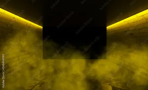 A Yellow Smokey Room With A Black Wall Wallpaper