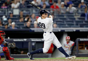 Aaron Judge Full Body Swings Wallpaper