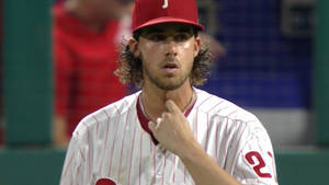 Aaron Nola Scratching Throat Wallpaper