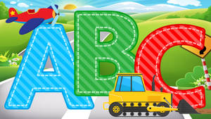 Abc Letters With Plane And Backhoe Wallpaper