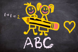 Abc White Chalk With Doodle Art Wallpaper