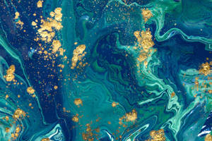 Abstract Blend Of Blue And Gold Wallpaper
