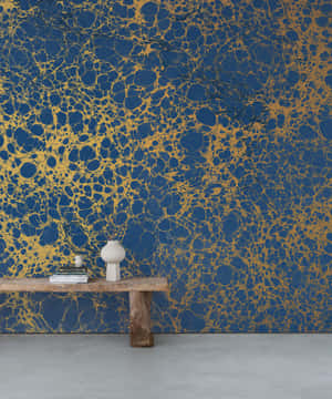 Abstract Blueand Gold Wall Art Wallpaper