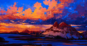 Abstract Brush Strokes In Vibrant Blue And Pink Hues Wallpaper