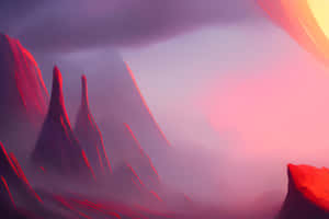 Abstract Red Mountain Landscape Wallpaper