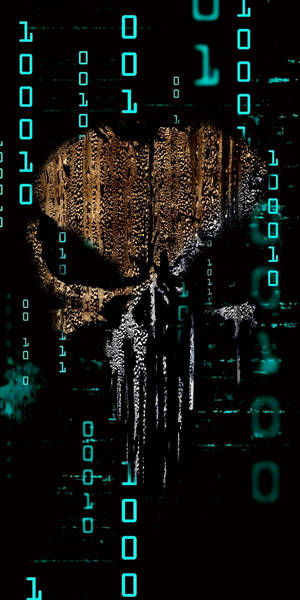 Abstract Skull With Binary Hacking Android Wallpaper