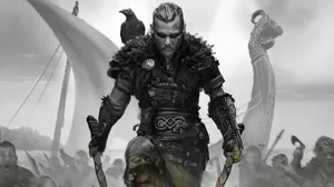 Ac Valhalla Eivor With Pet Crow Wallpaper