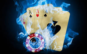 Ace Card Full Deck Blue Flame Art Wallpaper