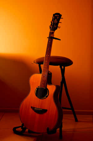 Acoustic Guitar Warm Lighting Wallpaper