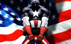 Action Captain America Us Flag Wallpaper