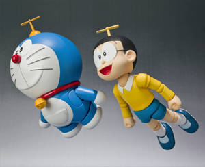 Action Figures Of Nobita Nobi And Doraemon 4k Wallpaper