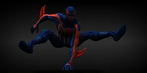 Action-packed Spider-man 2099 In Vibrant Cityscape Wallpaper