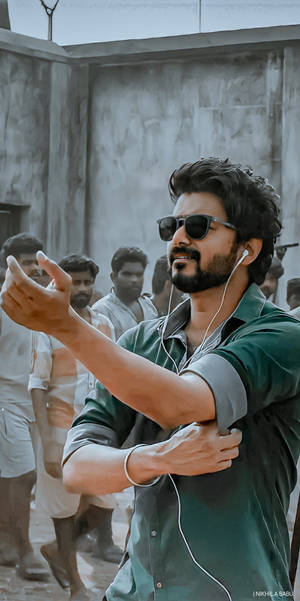 Actor Vijay In Dynamic Pose From The Film Beast Wallpaper