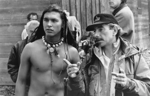 Adam Beach On Set With Director Wallpaper