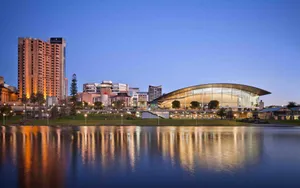 Adelaide City Center Glowing Buildings Wallpaper