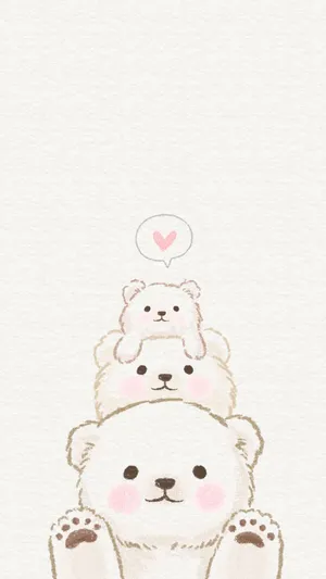 Adorable Bear Stack Love Bubble Wallpaper