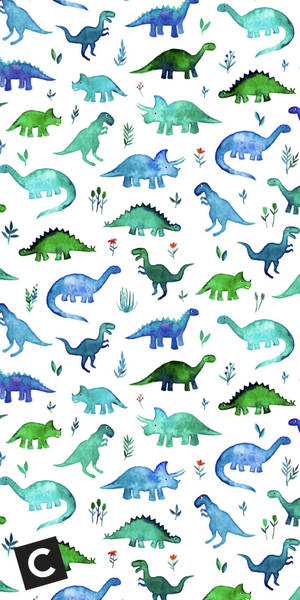 Adorable Dinosaur Adorned Iphone. Wallpaper