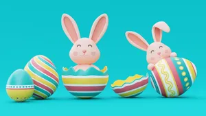 Adorable Easter Bunny Hoping Up Wallpaper