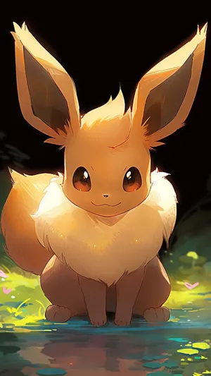 Adorable Eevee Night Glow Wallpaper
