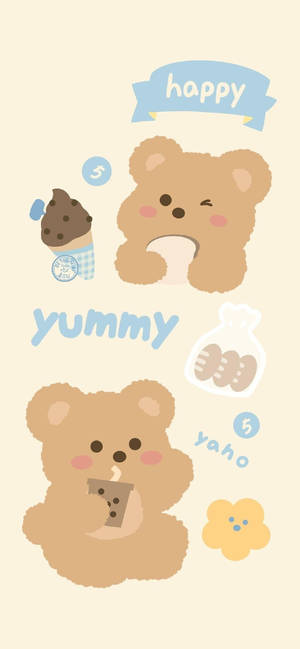 Adorable Fluffy Korean Bears In A Loving Embrace Wallpaper