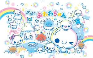 Adorable Kawaii Japanese Characters On A Vibrant Background Wallpaper