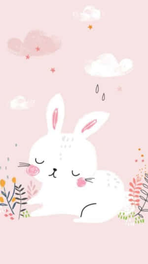 Adorable Pink Bunny Wallpaper