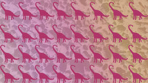 Adorable Pink Dinosaur Playfully Roaring In Silhouette Wallpaper