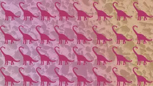 Adorable Pink Dinosaur Playfully Roaring In Silhouette Wallpaper