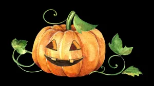 Adorable Smiling Pumpkin In Autumn Setting Wallpaper