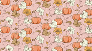 Adorable Smiling Pumpkin On Cozy Autumn Leaves Wallpaper