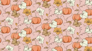Adorable Smiling Pumpkin On Cozy Autumn Leaves Wallpaper