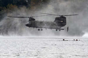 Advanced Chinook Helicopters In Flight Wallpaper