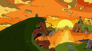 Adventure Time Finn And Jake At Sunset Wallpaper
