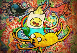 Adventure Time Rainbow Jump Artwork Wallpaper