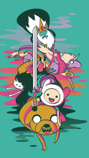 Adventure Time Teal Iphone Wallpaper