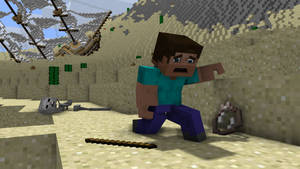 Adventurous Steve Exploring A Sunken Shipwreck In The Vibrant World Of Minecraft Pc Wallpaper