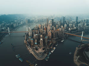 Aerial View Megacity Chongqing China Wallpaper