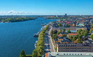 Aerial View Of Central Stockholm Wallpaper