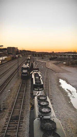 Aerial View Of Trains Wallpaper