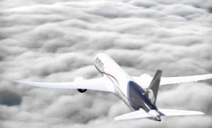 Aeromexico Boeing 787-9 Dreamliner Flying Over Gray Clouds Wallpaper