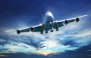 Aeroplane Cloudy Blue Sky Wallpaper