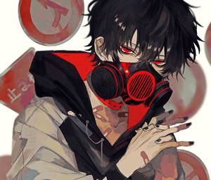 Aesthetic Anime Boy Icon Gas Mask Wallpaper
